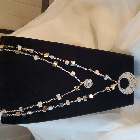 Chico's Jewelry - 🐠TRIBAL TWO STRANDS  SILVER MEDALLIONS/MOTHER OF PEARL ABALONE SHELL NECKLACE